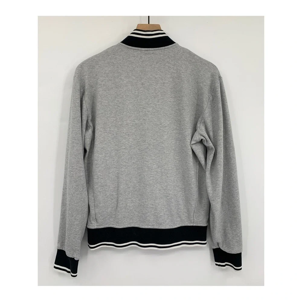 Polo Ralph Lauren Jacket Mens Medium Gray Black Full Zip Track Preppy